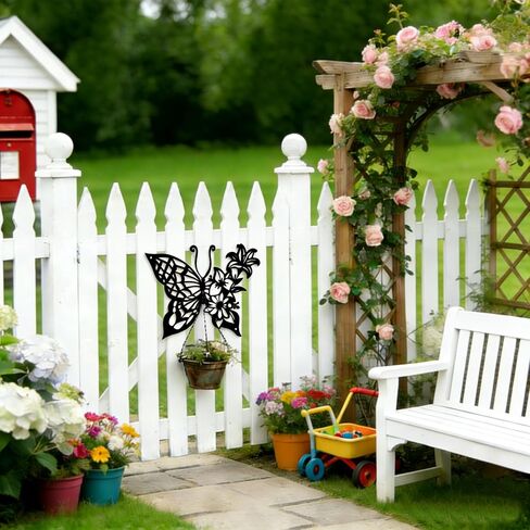 Black Metal Flowers Wall Decor: Metal Butterfly Wall Decor for Living Room Bathroom Dining Room Bedroom Decor, Butterfly Flower Wall Art, Modern Farmhouse Decor, Nature-Inspired Housewarming Gifts in Saudi Arabia