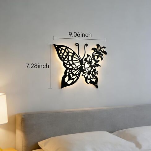 Black Metal Flowers Wall Decor: Metal Butterfly Wall Decor for Living Room Bathroom Dining Room Bedroom Decor, Butterfly Flower Wall Art, Modern Farmhouse Decor, Nature-Inspired Housewarming Gifts in Saudi Arabia