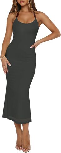 Womens Sexy Halter Neck Mesh Midi Cocktail Dresses Backless Bodycon Party Club Beach Long Dress in Kuwait