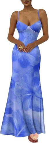 Floerns Women's Floral Spaghetti Strap Maxi Dress Tie Backless Fishtail Beach Dresses in Saudi Arabia