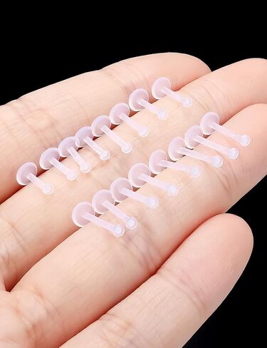 16G flat back Clear Earrings for Sports Nose Studs Silicone Plastic tragus conch cartilage Earrings Retainers Monroe Medusa Lip Rings Stud Labret Piercing Jewelry for Work Surgery 6mm -12mm in Kuwait