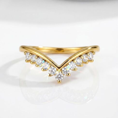 1 Pc Moissanite 925 Silver Rings Silver 0.03ct Glamorous Pavé Diamond V-Shaped Crown Ring for Women Engagement Wear Women's Best Gift Fine Jewellery Gifts in Kuwait