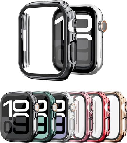 2-Pack Tempered Glass Case for Apple Watch Series 10 46mm. The Screen Protector for Apple Watch 46mm case is Made of PC Material and 9H Tempered Glass (Champagne Gold) in Kuwait