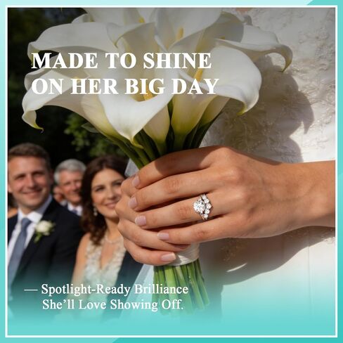 4.5CT Moissanite Wedding Sets for Women, Perfect Matching Solitaire Engagement Ring V Shape Wedding Band, D Color VVS1 GRA Certified, 14K Gold Plated, Anniversary Proposal Valentine's Day Gift in Saudi Arabia