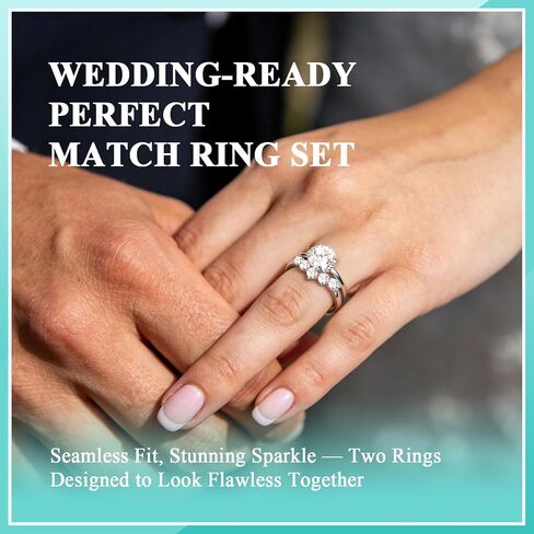 4.5CT Moissanite Wedding Sets for Women, Perfect Matching Solitaire Engagement Ring V Shape Wedding Band, D Color VVS1 GRA Certified, 14K Gold Plated, Anniversary Proposal Valentine's Day Gift in Saudi Arabia