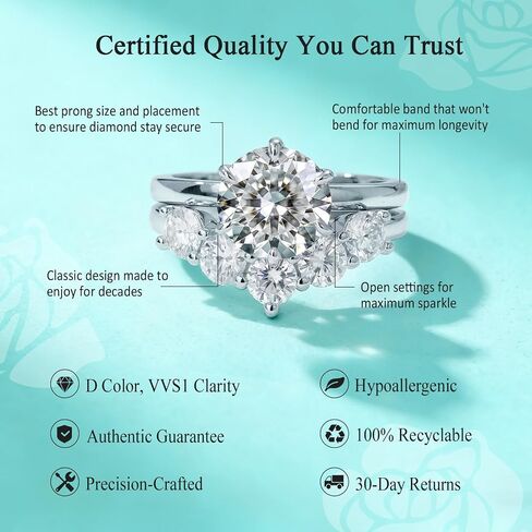 4.5CT Moissanite Wedding Sets for Women, Perfect Matching Solitaire Engagement Ring V Shape Wedding Band, D Color VVS1 GRA Certified, 14K Gold Plated, Anniversary Proposal Valentine's Day Gift in Saudi Arabia