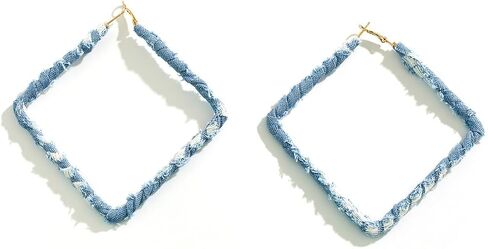 Denim Geometric Hoop Huggie Earrings,Trendy Vintage Round Square Statement Earrings,Charming Minimalist Exaggerated Big Heart Ear Accessories in Kuwait