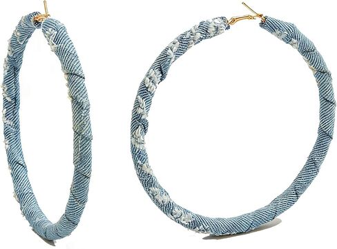 Denim Geometric Hoop Huggie Earrings,Trendy Vintage Round Square Statement Earrings,Charming Minimalist Exaggerated Big Heart Ear Accessories in Kuwait