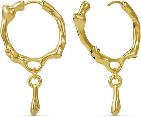 COOEAR Silver Spike Dangle Hoop Earrings, Plated Serrated Geometric Huggie Hoops for Women Men, 925 Sterling Silver Ear Needles Edgy Punk Statement Jewelry Gift. in Saudi Arabia