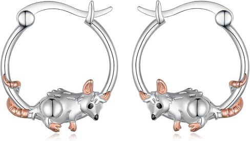 Opossum Hoop Earrings 925 Sterling Silver Animal Possum Hoop Earrings Opossum Gifts Jewelry for Women in Saudi Arabia