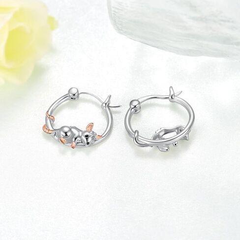 Opossum Hoop Earrings 925 Sterling Silver Animal Possum Hoop Earrings Opossum Gifts Jewelry for Women in Saudi Arabia