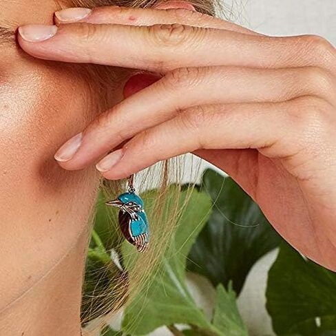 Natural Turquoise Dangle Metal Large Oval Earrings Vintage Statement Teardrop Earrings Bohemian Delicate Hoop Earrings for Women-G in Kuwait