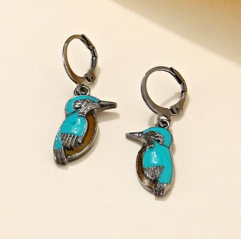 Natural Turquoise Dangle Metal Large Oval Earrings Vintage Statement Teardrop Earrings Bohemian Delicate Hoop Earrings for Women-G in Kuwait