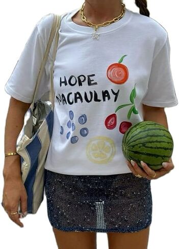Amiblvowa Graphic Shirts Teen Girls Women Short Sleeve Hawaii Cute Oversized Tops Y2k Coastal Flower Fruit Summer Baggy Tees in Kuwait