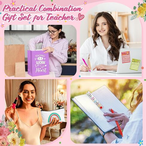 25 Pcs Teachers Appreciation Gift for Women Teacher Colorful Paper Bags Makeup Bags Sticky Notes Ballpoint Pens and Bookmarks for Tutor Appreciation Week Gift Sets Bulk in Kuwait