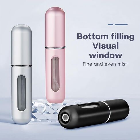 4Pcs Mini Perfume Travel Bottle, Refillable Perfume Atomiser,Portable for Travel Holiday, Outdoor Activities-(Black+Pink+Silver+Blue) in Kuwait