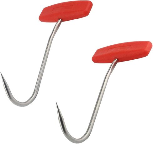 Tinsow 2pcs Stainless Steel T Hooks T-Handle Meat Boning Hook for Kitchen Butcher Shop Restaurant BBQ Tool in Kuwait