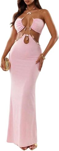 Elegant Strapless Long Dress Backless Women's Casual Beach Vacation Cocktail Dress in Saudi Arabia