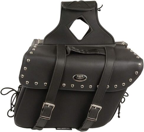 Milwaukee Leather SH579ZB Large Black Zip-Off PVC Slanted Throw Over Studded Saddlebags - One Size in Kuwait