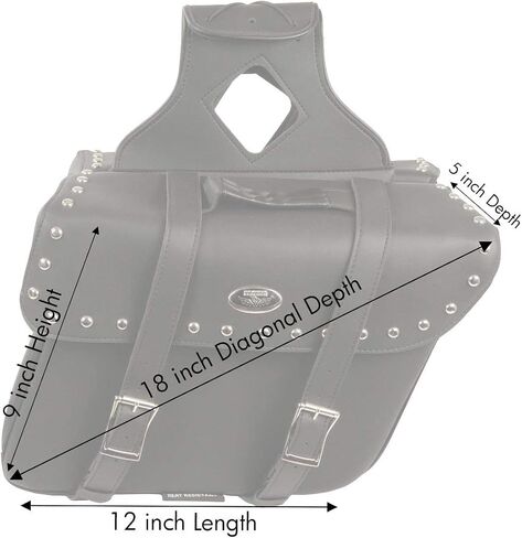Milwaukee Leather SH579ZB Large Black Zip-Off PVC Slanted Throw Over Studded Saddlebags - One Size in Kuwait