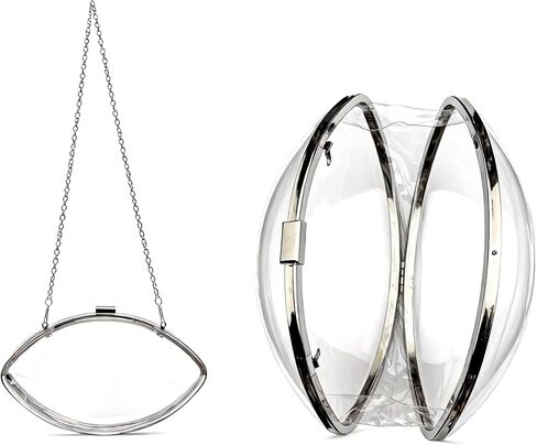 Clear Football Purse, Transparent Soccer Bag for Stadiums & Concerts, Acrylic Crossbody Bag with Adjustable Chain, See Through Bag Meets Clear Bag Policy in Saudi Arabia