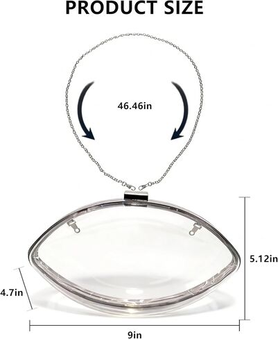 Clear Football Purse, Transparent Soccer Bag for Stadiums & Concerts, Acrylic Crossbody Bag with Adjustable Chain, See Through Bag Meets Clear Bag Policy in Saudi Arabia