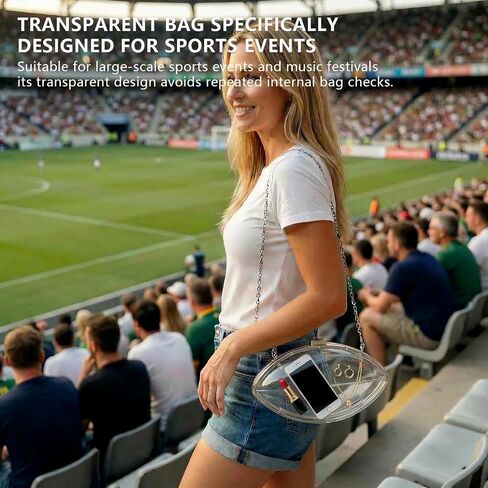 Clear Football Purse, Transparent Soccer Bag for Stadiums & Concerts, Acrylic Crossbody Bag with Adjustable Chain, See Through Bag Meets Clear Bag Policy in Saudi Arabia