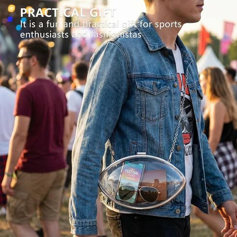 Clear Football Purse, Transparent Soccer Bag for Stadiums & Concerts, Acrylic Crossbody Bag with Adjustable Chain, See Through Bag Meets Clear Bag Policy in Saudi Arabia