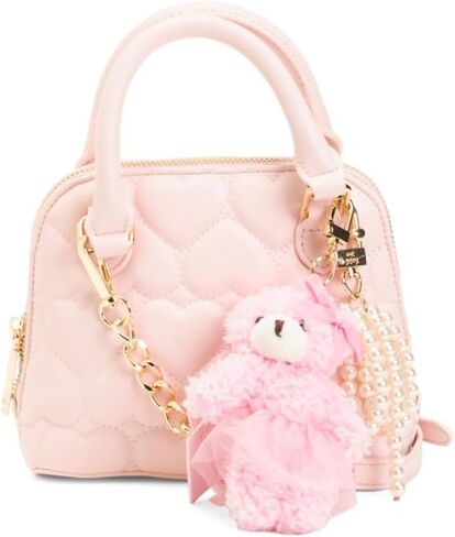 Betsey Johnson Quilted Heart Crossbody Bag with Card Case and Attached Charm, 8x6 Inch in Kuwait