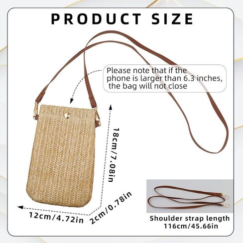 Phone Purse, Woven Straw Cell Phone Purse Phone Crossbody Bags for Women, Cell Phone Crossbody Bag Phone Bag in Saudi Arabia
