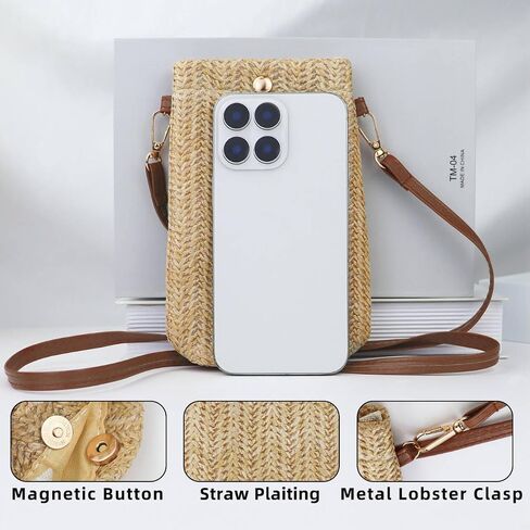 Phone Purse, Woven Straw Cell Phone Purse Phone Crossbody Bags for Women, Cell Phone Crossbody Bag Phone Bag in Saudi Arabia