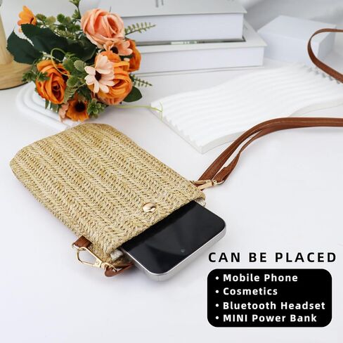 Phone Purse, Woven Straw Cell Phone Purse Phone Crossbody Bags for Women, Cell Phone Crossbody Bag Phone Bag in Saudi Arabia