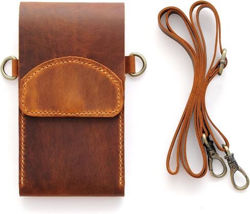 100% Handmade Genuine Leather Crossbody Phone Wallet for Women, Personalized Shoulder Bag for Phone and Wallet, Camel in Saudi Arabia