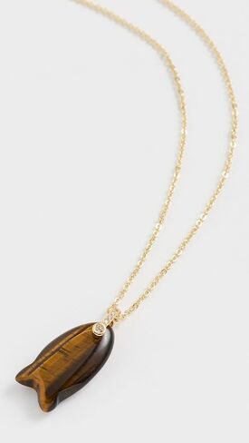 ADINA EDEN Women's Natural Stone Fish Pendant Necklace in Saudi Arabia