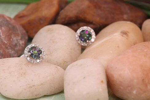 مجموعة Dazzlingrock 3.6 ملم أقراط مرصعة بالأحجار الكريمة أو الماس والألماس الأبيض للنساء من الذهب in Saudi Arabia