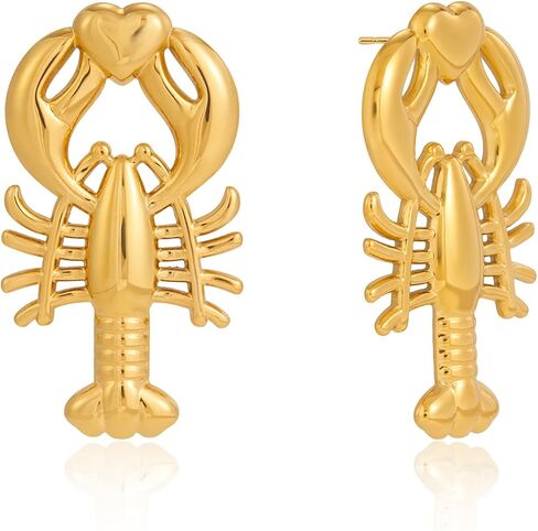 Jinmora Lobster Stud Earrings for Women 14K Gold Plated Stainless Steel Cute Heart Claw Ocean Animal Lobster Earrings for Women Beach Vacation Jewelry Gifts in Saudi Arabia
