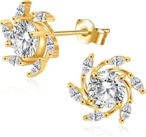 Gold Earrings for Women Trendy Cubic Zirconia Earrings 925 Silver Studs Wedding Earrings Gifts for Women in Saudi Arabia
