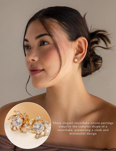 Gold Earrings for Women Trendy Cubic Zirconia Earrings 925 Silver Studs Wedding Earrings Gifts for Women in Saudi Arabia
