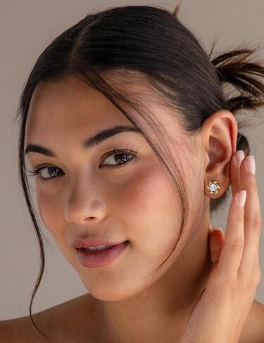 Gold Earrings for Women Trendy Cubic Zirconia Earrings 925 Silver Studs Wedding Earrings Gifts for Women in Saudi Arabia