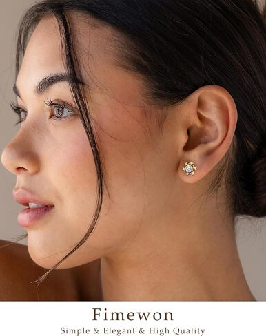 Gold Earrings for Women Trendy Cubic Zirconia Earrings 925 Silver Studs Wedding Earrings Gifts for Women in Saudi Arabia