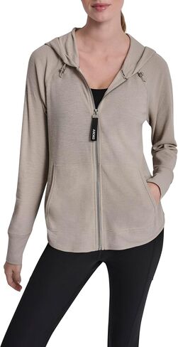 DKNY Women's Full Zip Mini Waffle Hoodie Sweatshirt in Saudi Arabia