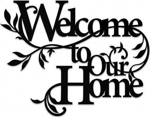 TYYFO Welcome to Our Home Metal Wall Sign, Indoor Outdoor Decor | Black metal welcome sign for entryway, porch, living room, kitchen and farmhouse wall decor. in Saudi Arabia