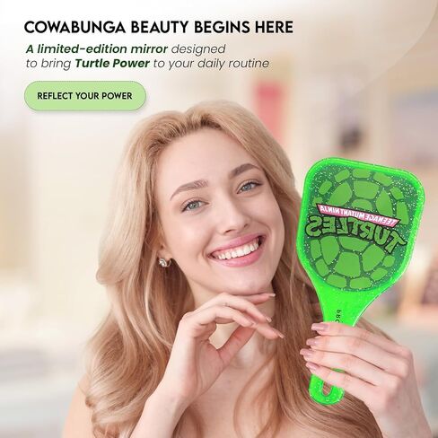 Profusion Cosmetics TMNT Handheld Mirror, Single-Sided Hand Mirror with Distortion-Free Reflection, Light-Weight Travel Essential, Rounded-Square, Green, Medium in Kuwait
