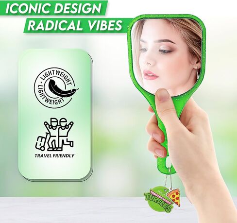 Profusion Cosmetics TMNT Handheld Mirror, Single-Sided Hand Mirror with Distortion-Free Reflection, Light-Weight Travel Essential, Rounded-Square, Green, Medium in Kuwait
