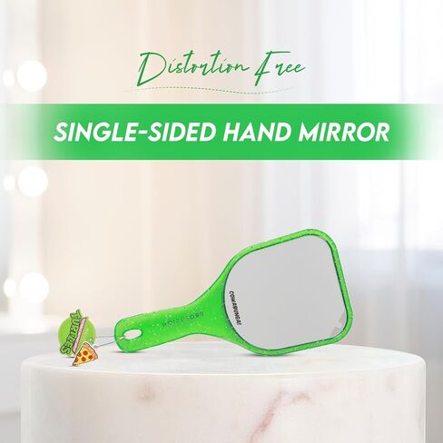 Profusion Cosmetics TMNT Handheld Mirror, Single-Sided Hand Mirror with Distortion-Free Reflection, Light-Weight Travel Essential, Rounded-Square, Green, Medium in Kuwait