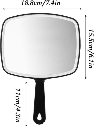 12 Pcs 7.4"x10.4" Handheld Mirrors with Handle Black Portable Makeup Mirror for Salon Home Travel Vanity, Wall Mount Cosmetic Mirror in Saudi Arabia