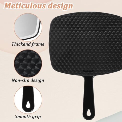 12 Pcs 7.4"x10.4" Handheld Mirrors with Handle Black Portable Makeup Mirror for Salon Home Travel Vanity, Wall Mount Cosmetic Mirror in Saudi Arabia