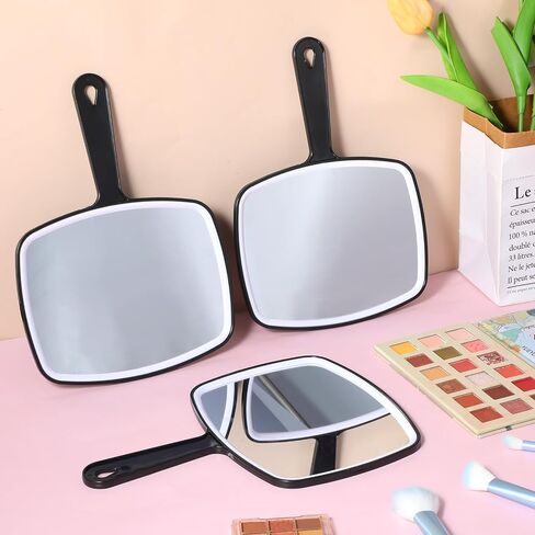 12 Pcs 7.4"x10.4" Handheld Mirrors with Handle Black Portable Makeup Mirror for Salon Home Travel Vanity, Wall Mount Cosmetic Mirror in Saudi Arabia