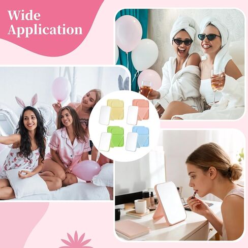 12 PCS Desktop Makeup Mirrors, 7 in Vanity Table Mirror with Foldable Stand, Wall Mounted Small Beauty Mirror, 90°Adjustable Portable Folding Travel Mirror 4 Assorted Colors for Spa Party Women Beauty in Saudi Arabia