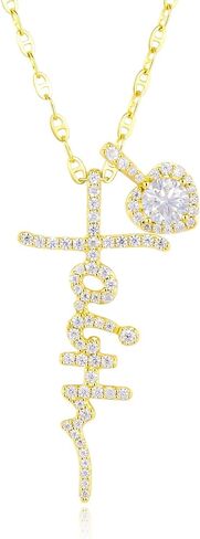 Moissanite Cross Necklace for Woman, Hypoallergenic 925 Sterling Silver/14K Gold Plated Dainty Christian Faith Cross Pendant Necklace, 0.623 Carat D Color VVS1 Clarify Moissanite Cross Necklace in Saudi Arabia